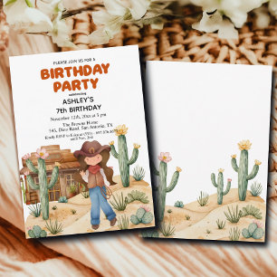 Invitación Chica bovina en la fiesta de cumpleaños 7 en el de