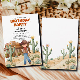 Invitación Chica bovina en la fiesta de cumpleaños 9 en el de