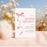 Invitación Chica Bow Rosado Dulce Dieciséis Aniversario<br><div class="desc">El color rosa dulce tierno tiñe de dulce chica dieciséis invitaciones.</div>