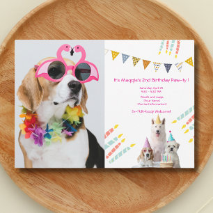 Invitación Chica cachorro Fotografía de la fiesta de cumpleañ