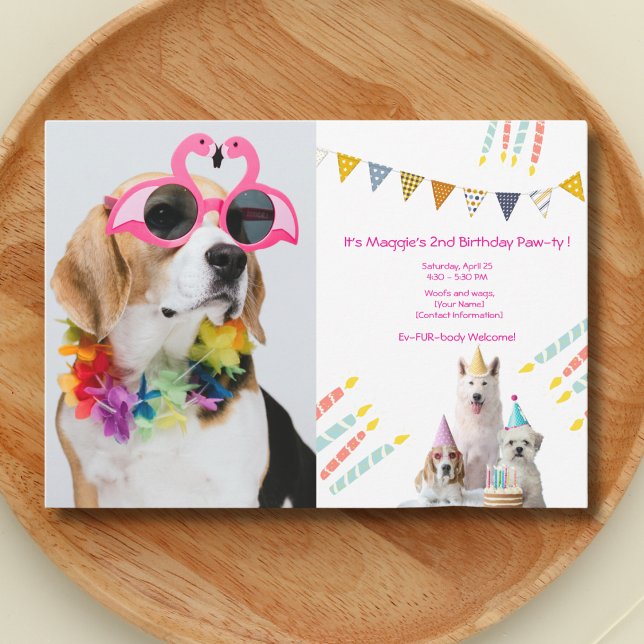 Invitación Chica cachorro Fotografía de la fiesta de cumpleañ (Subido por el creador)