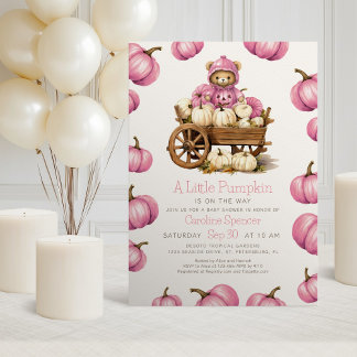Invitación Chica Calabaza Cosecha Otoño Baby Shower