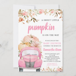 Invitación Chica Camión de calabaza rosa Baby Shower