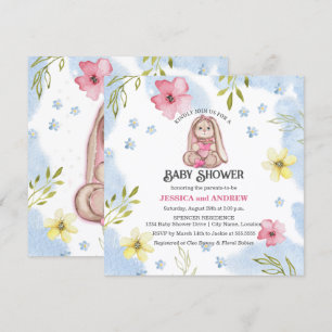 Invitación Chica caprichosa Bunny Baby Shower