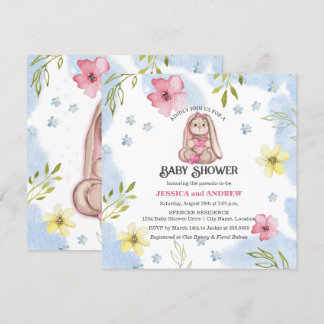 Invitación Chica Caprichosa Conejito Baby Shower