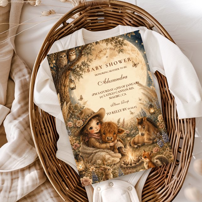 Invitación Chica Caprichosa Fiesta de Bebé Occidental Boho (Subido por el creador)