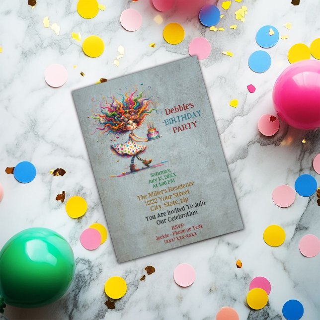 Invitación Chica caprichoso y divertido (Subido por el creador)
