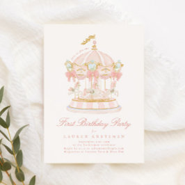 Invitación Chica Carousel Fairytale se inclina por el cumplea