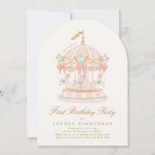 Invitación Chica Carrusel Cumpleaños Arco de Cuento de Hadas