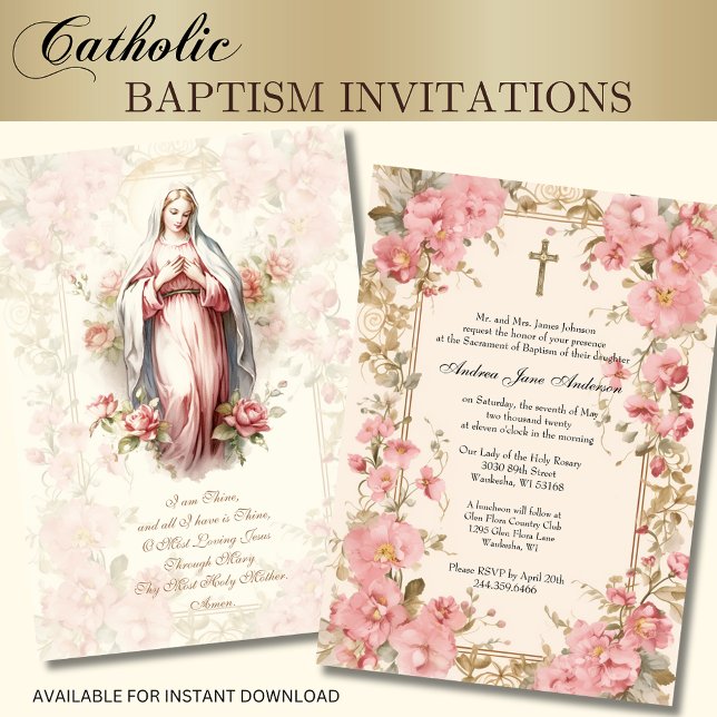 Invitación Chica católica bautismo cristiana bendición madre (Subido por el creador)