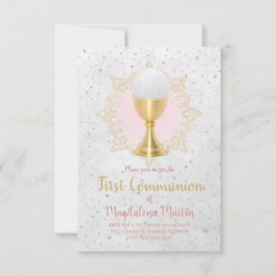 Invitación chica católico primer diseño de comunión