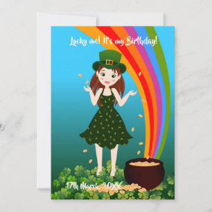 Invitación Chica celebra su cumpleaños en Saint Patrick's In
