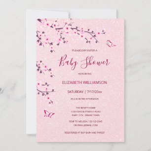 Invitación Chica Cherry Blossom Baby Shower 