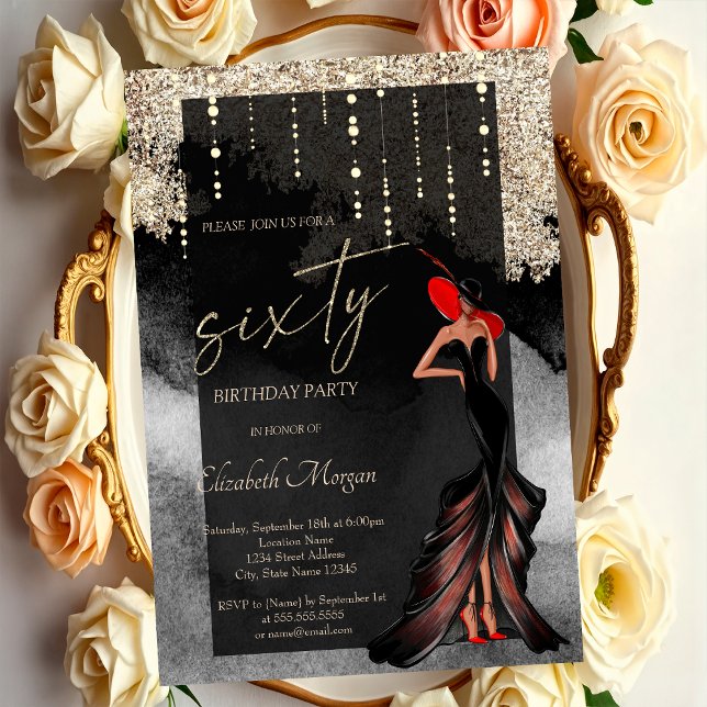 Invitación Chica Chic Brillante Cumpleaños 60  (Subido por el creador)