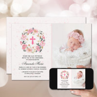 Chica Christening Watercolor Floral Rosa