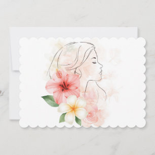 Invitación Chica cierra los ojos con flor- acuarela