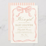 Invitación Chica Cinta rosa elegante Baby Shower Minimalista<br><div class="desc">Chica Cinta rosa elegante Baby Shower Minimalista</div>