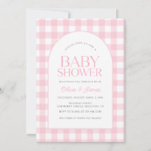 Chica clásico rosado de Gingham Baby Shower