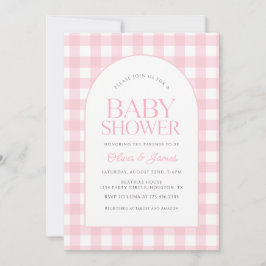 Invitación Chica clásico rosado de Gingham Baby Shower