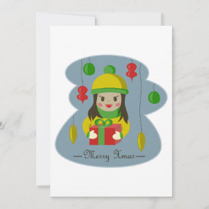 Invitación Chica con caja de regalo para Navidades