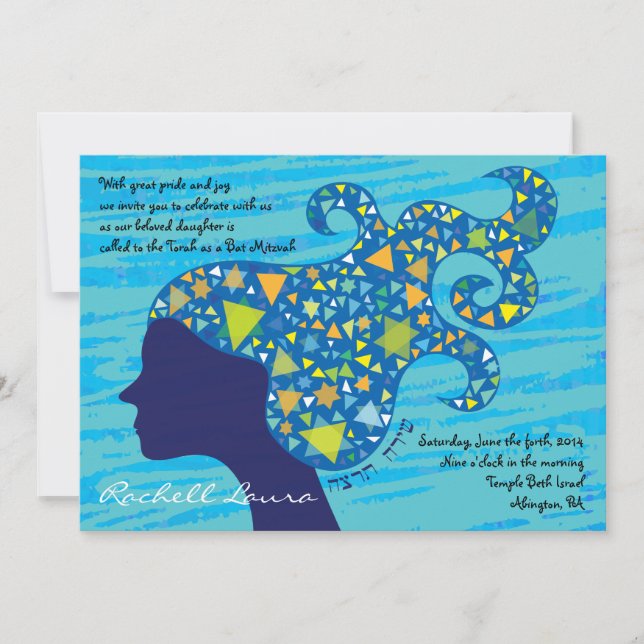 Invitación Chica con estrellas en el pelo PERSONALIZADA (Anverso)