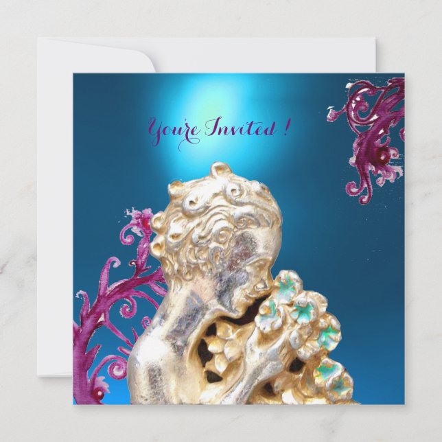 Invitación CHICA CON FLORES, Zafiro Azul (Anverso)
