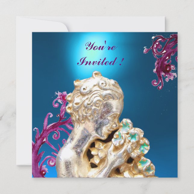 Invitación CHICA CON FLORES, Zafiro Azul (Anverso)