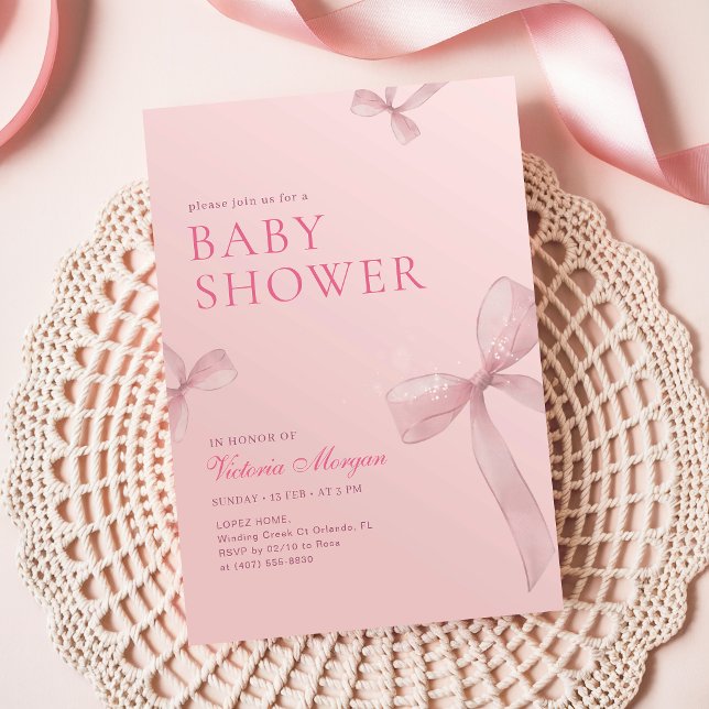Invitación Chica con lazo rosa Baby Shower (Subido por el creador)