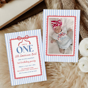 Invitación Chica con lazo totalmente americana cumpleaños fot