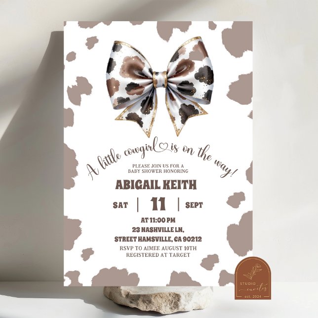 Invitación Chica con lazo vaquero, primer rodeo, baby shower (Subido por el creador)