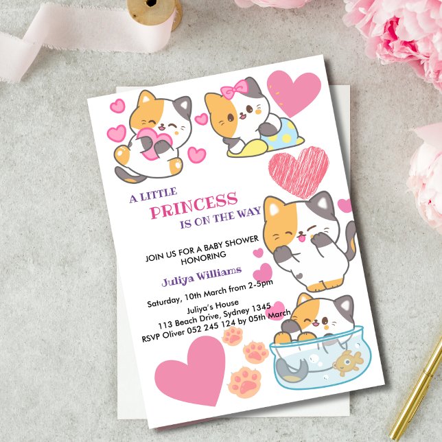 Invitación chica con temática de gatitos (Subido por el creador)