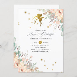 Invitación Chica con temática rosada y dorada Fiesta de cumpl