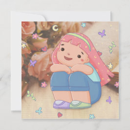 Invitación Chica con un Ilustracion sonriente