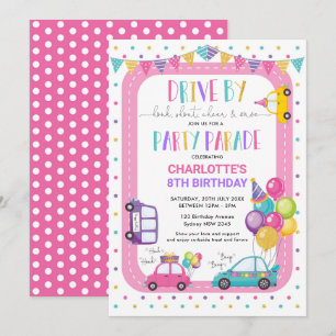Invitación Chica Conducir Por Fiesta De Cuarentena Del Desfil