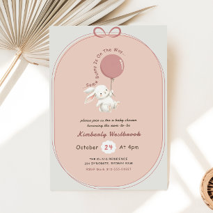 Invitación Chica Conejo Lazo Rosa Baby Shower