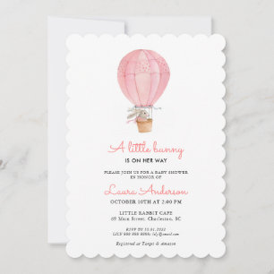 Invitación Chica conejo rosa y blanco Ducha bebé