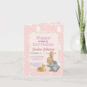 Invitación Chica conejo rosado