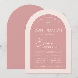 Invitación Chica Confirmación Arco rosa Rosa moderno polvorie