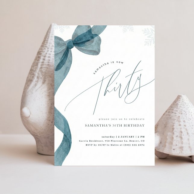 Invitación Chica Coqueta Chico Azul de Invierno Cumpleaños 30 (Subido por el creador)