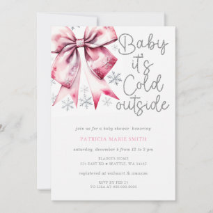 Invitación Chica Coqueta con Lazo Rosa Aficionada al Frío Ext