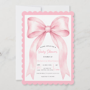 Invitación Chica Coqueta con Lazo Rosa Fiesta de Bebé