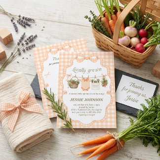 Invitación Chica Coqueta Cumpleaños de Bebé de Melocotón Ging