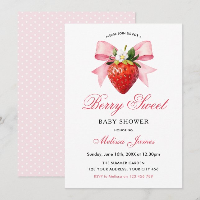 Invitación Chica Coqueta Dulce Fiesta de Bebé (Anverso / Reverso)
