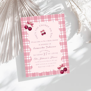Invitación Chica Coquette Cereza en la Parte Superior Fiesta