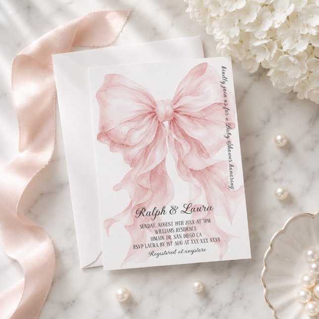 Invitación Chica Coquette de lazo rosa Cumpleaños de bebé (Subido por el creador)