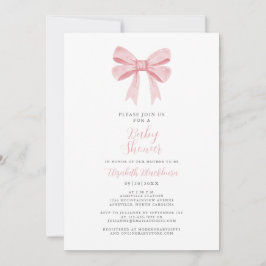 Invitación Chica Coquette para Baby Shower de lazo rosa Elega