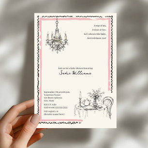 Invitación Chica Coquette Rosa Baby Shower Té