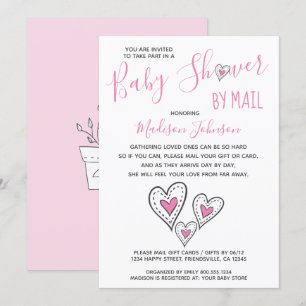 Invitación Chica Corazones de Amor Rosa Baby Shower por Corre