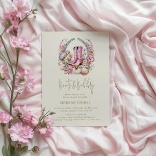 Invitación Chica Costera Rosa Boots Boots Bridal Shower