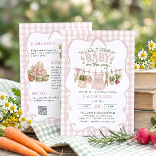 Invitación Chica Crece Localmente Ducha de Bebé